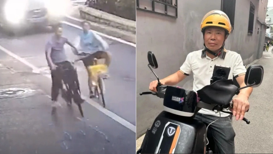 46岁外卖小哥夜路挺身挡车救下14岁被别车少女，警方颁发“正能量特别奖”