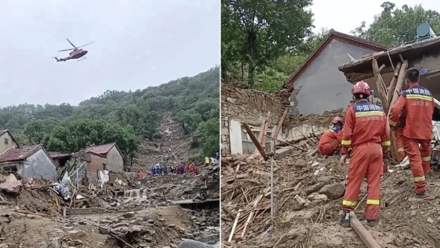济南莱芜突发山洪致2死10失联，石屋子村多房屋被毁救援正急