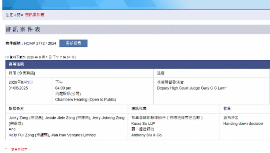娃哈哈遗产纠纷案新进展：香港高院冻结宗馥莉资产并要求披露信息