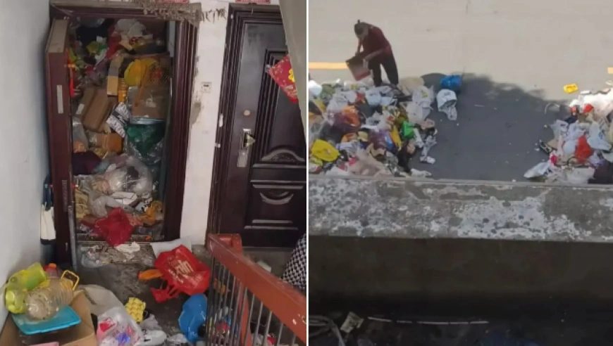 湖北襄阳垃圾堆满楼道住户受困社区介入清理